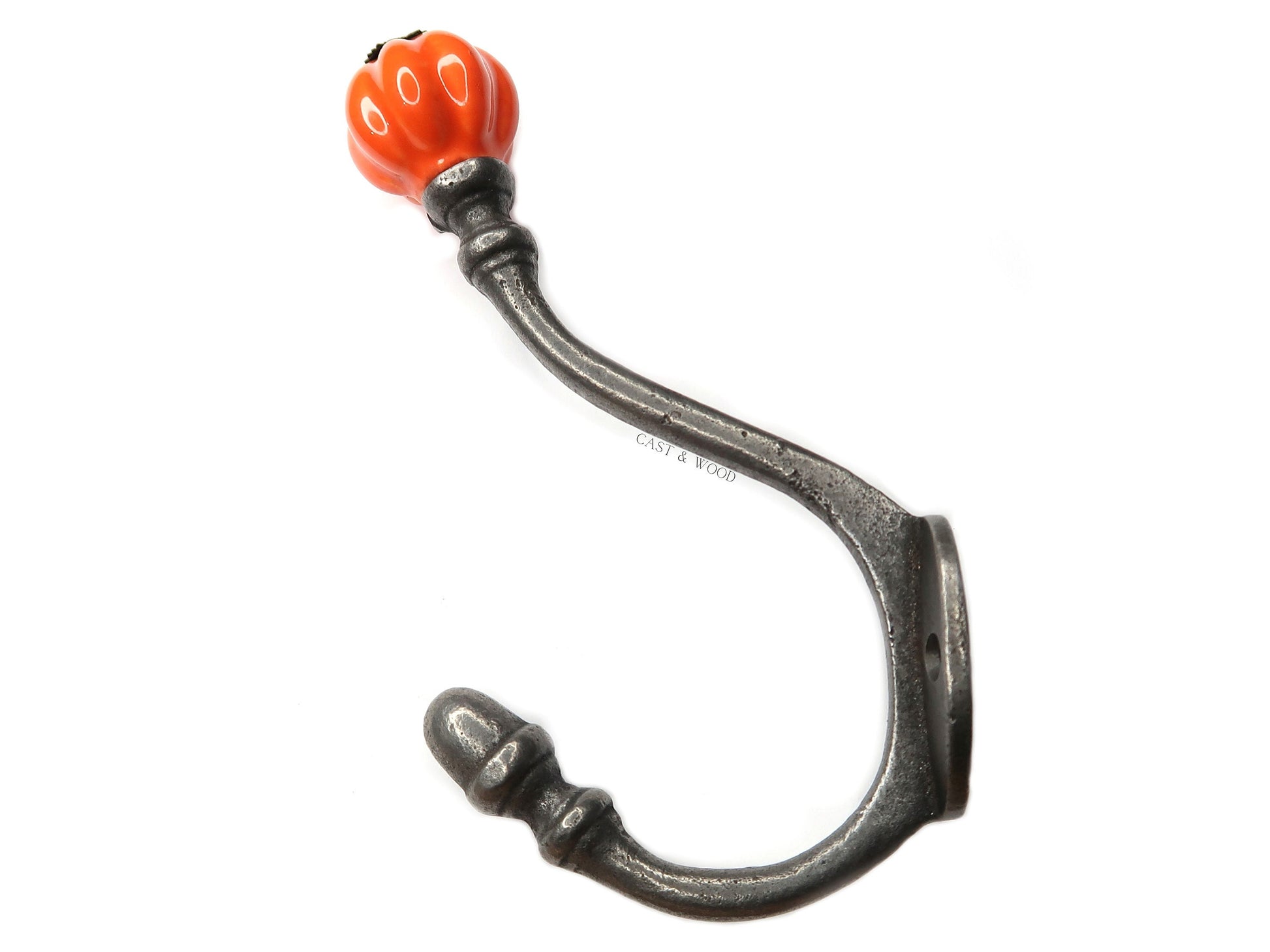 Orange Acorn Double Coat Hook freeshipping - Cast & Wood