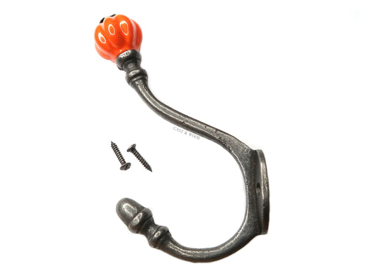 Orange Acorn Double Coat Hook freeshipping - Cast & Wood