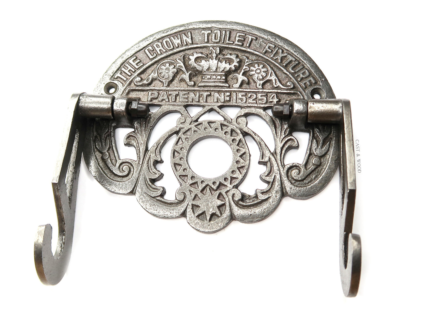 The Crown Toilet Roll Holder - Cast Iron - Light Wood