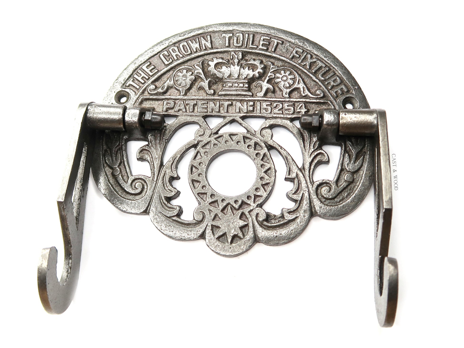 The Crown Toilet Roll Holder - Cast Iron - Light Wood