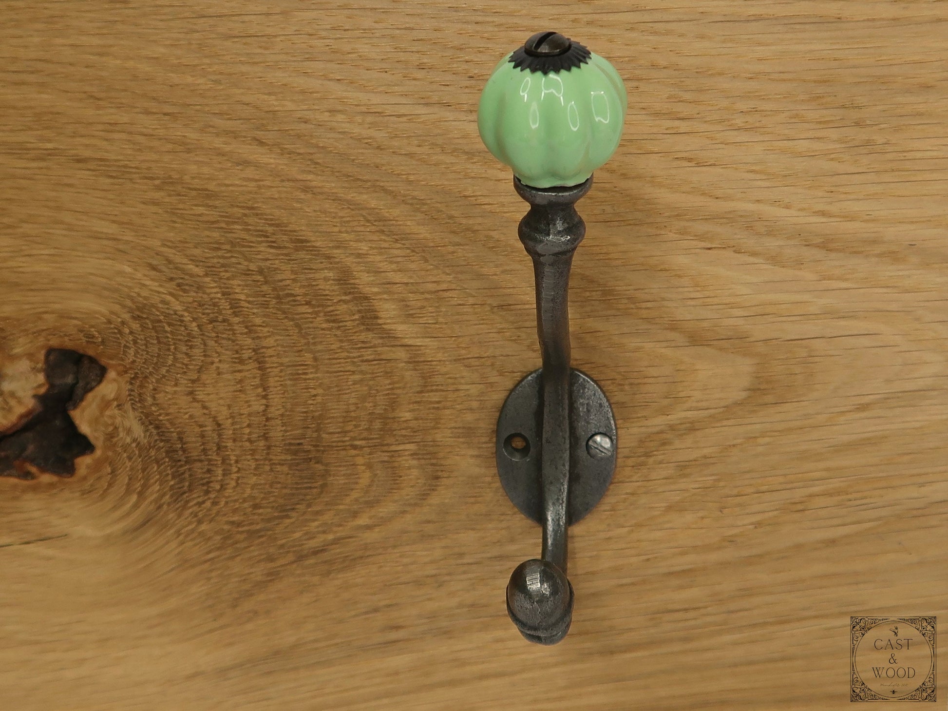 Spring Green Acorn Double Coat Hook freeshipping - Cast & Wood