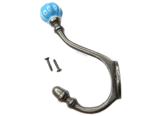 Sky Blue Acorn Double Coat Hook freeshipping - Cast & Wood