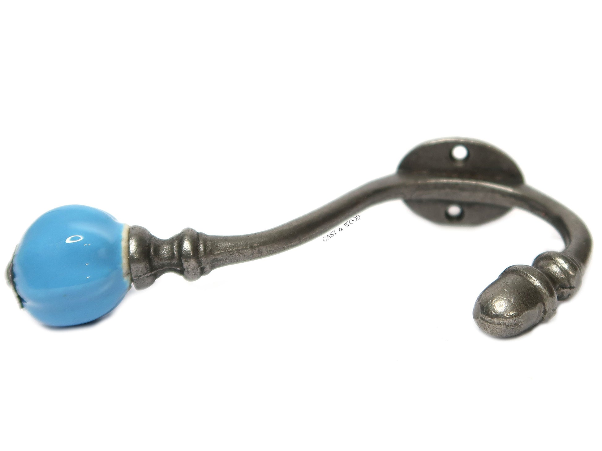 Sky Blue Acorn Double Coat Hook freeshipping - Cast & Wood