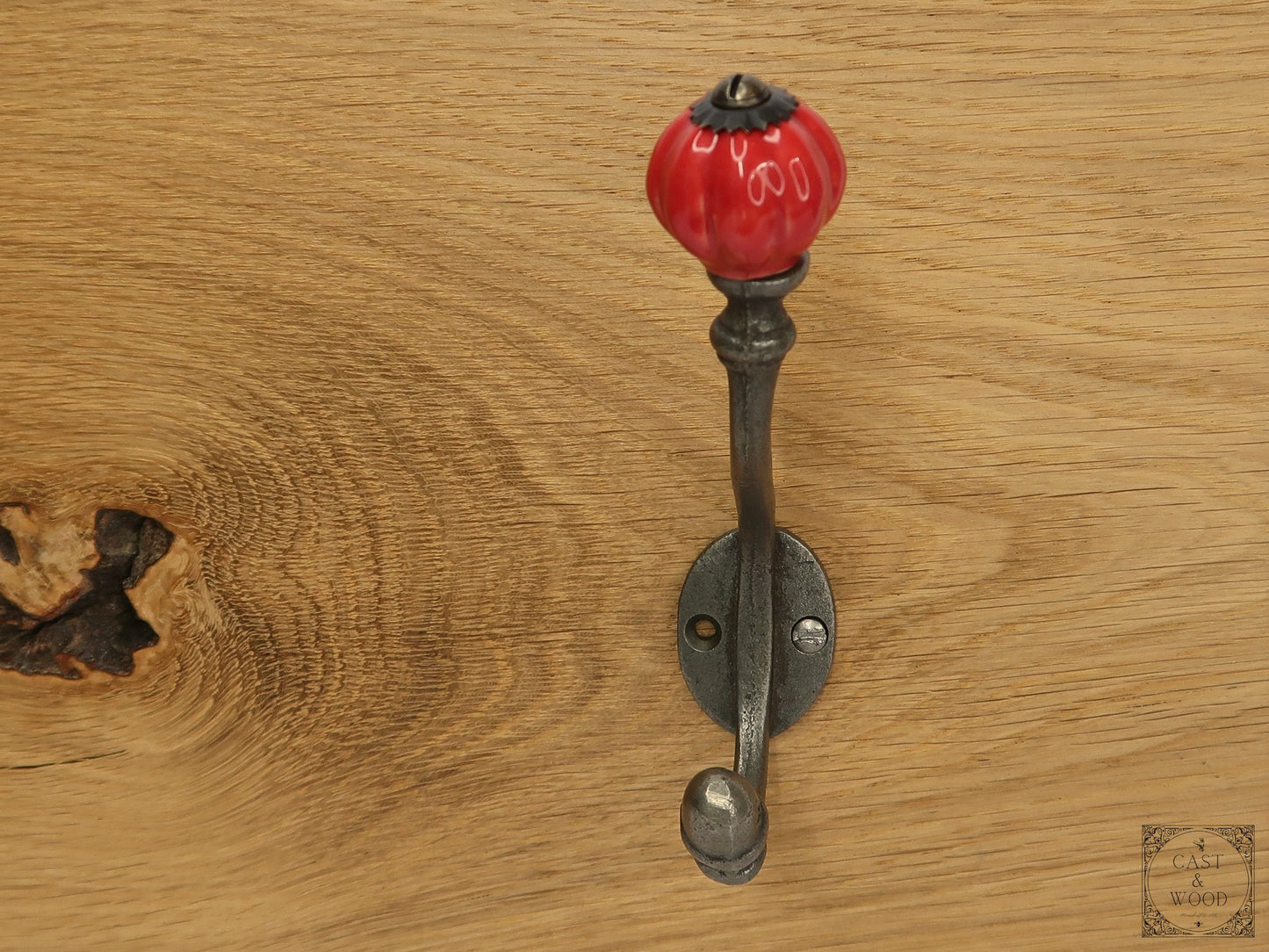 Red Acorn Double Coat Hook freeshipping - Cast & Wood