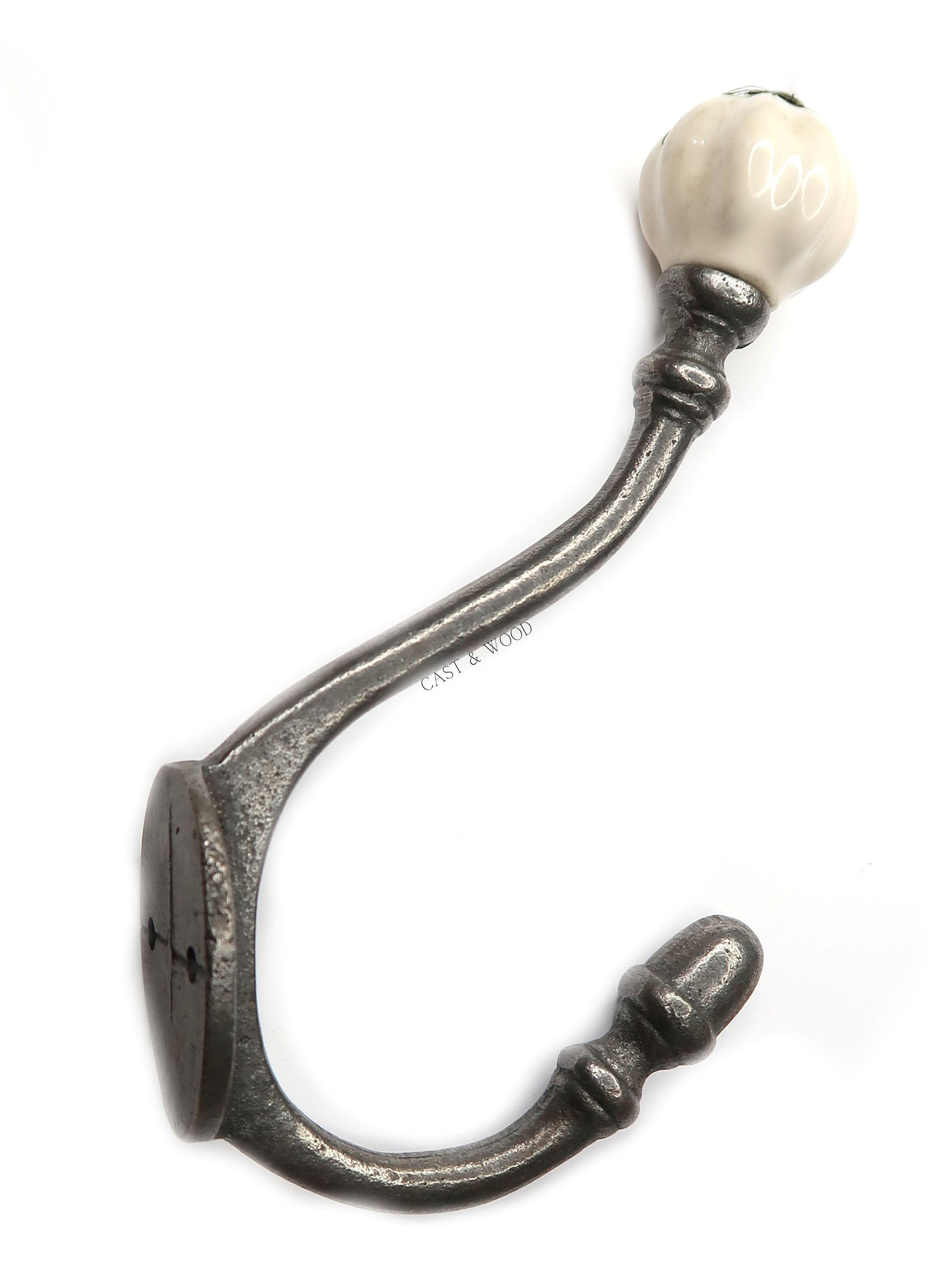 Off White Acorn Double Coat Hook freeshipping - Cast & Wood