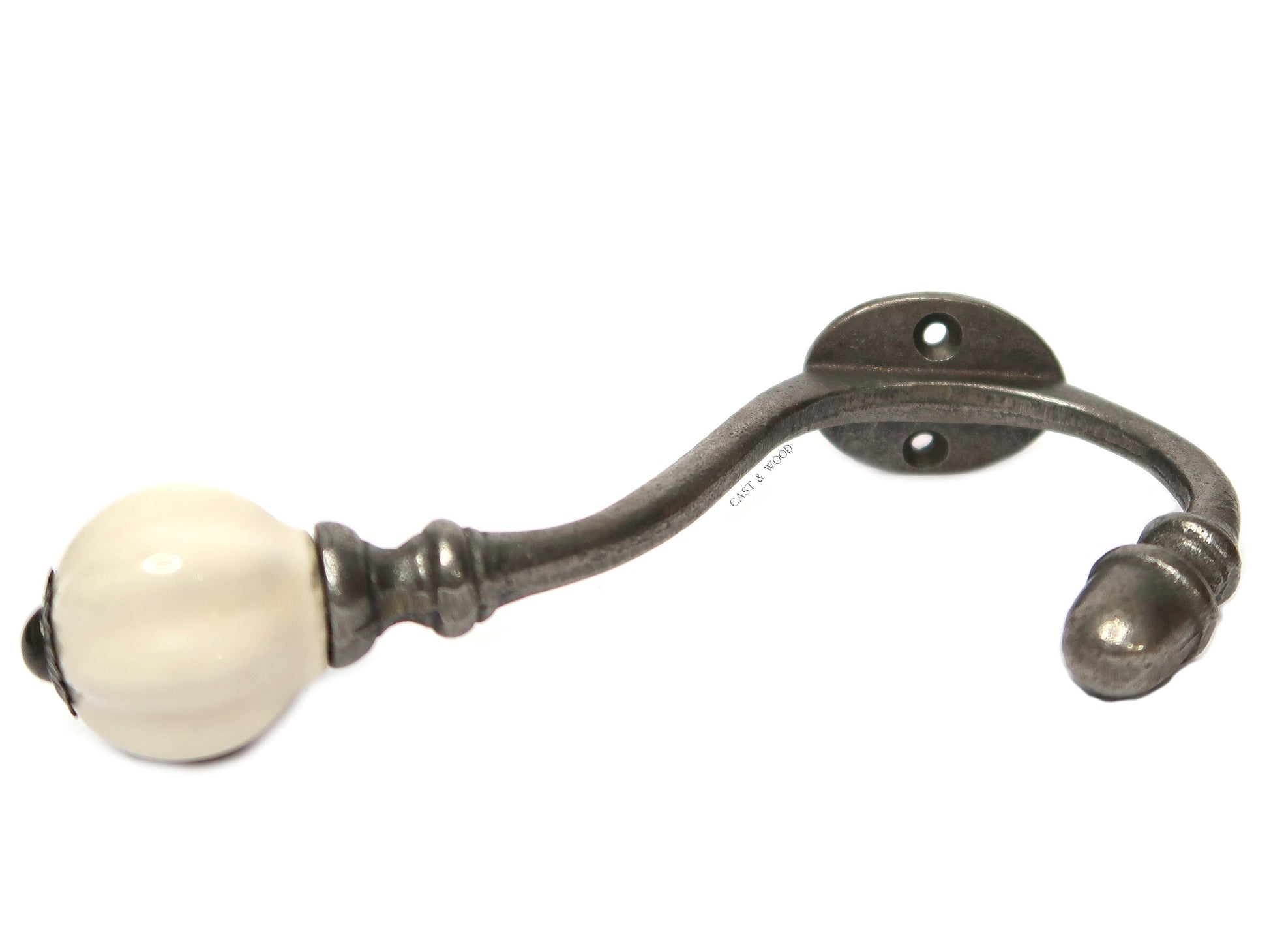 Off White Acorn Double Coat Hook freeshipping - Cast & Wood