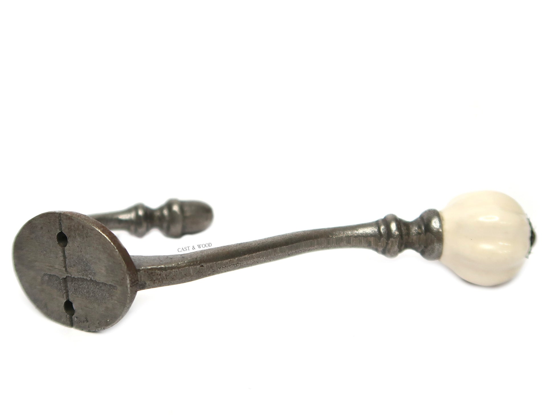 Off White Acorn Double Coat Hook freeshipping - Cast & Wood