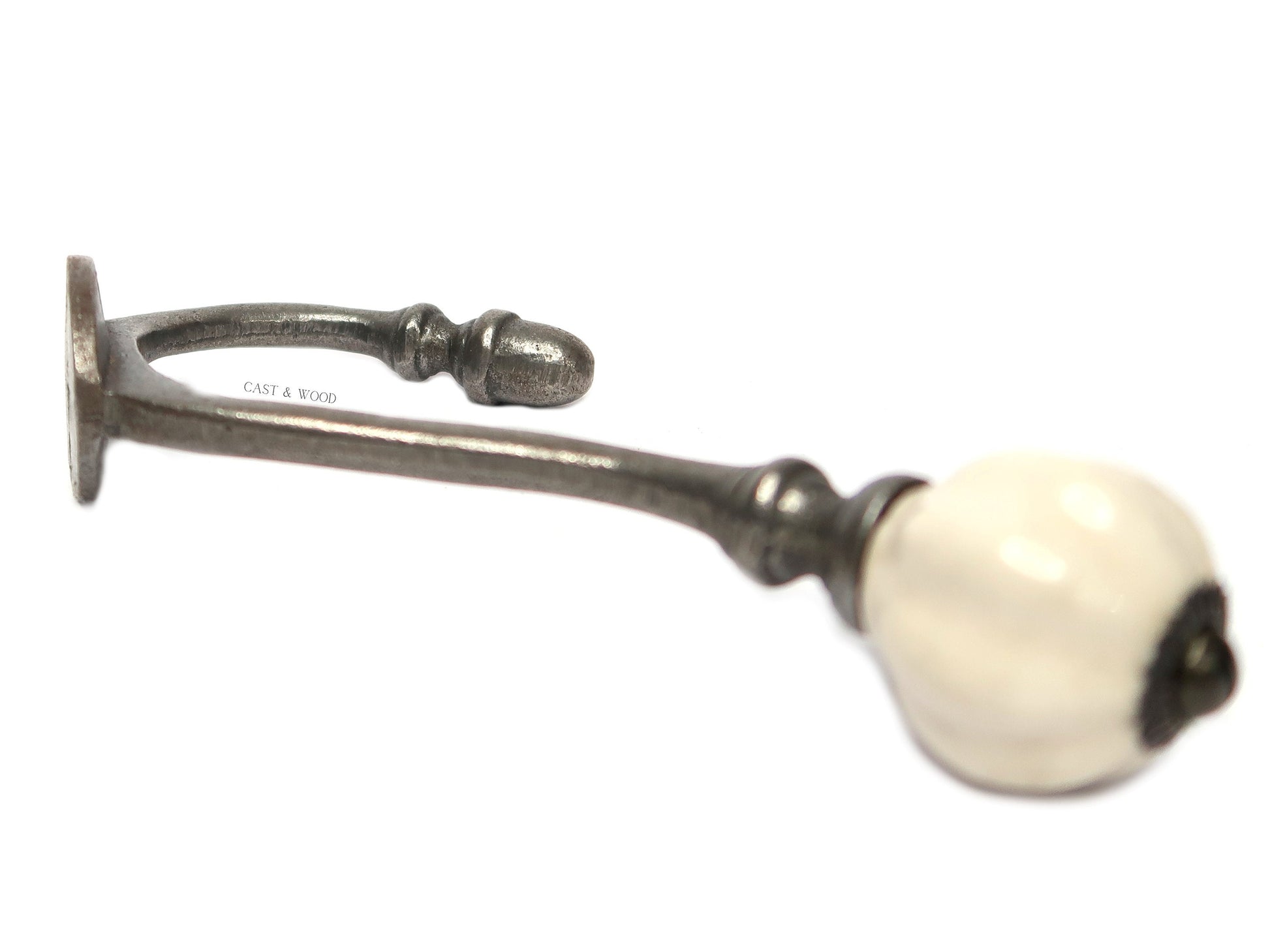 Off White Acorn Double Coat Hook freeshipping - Cast & Wood