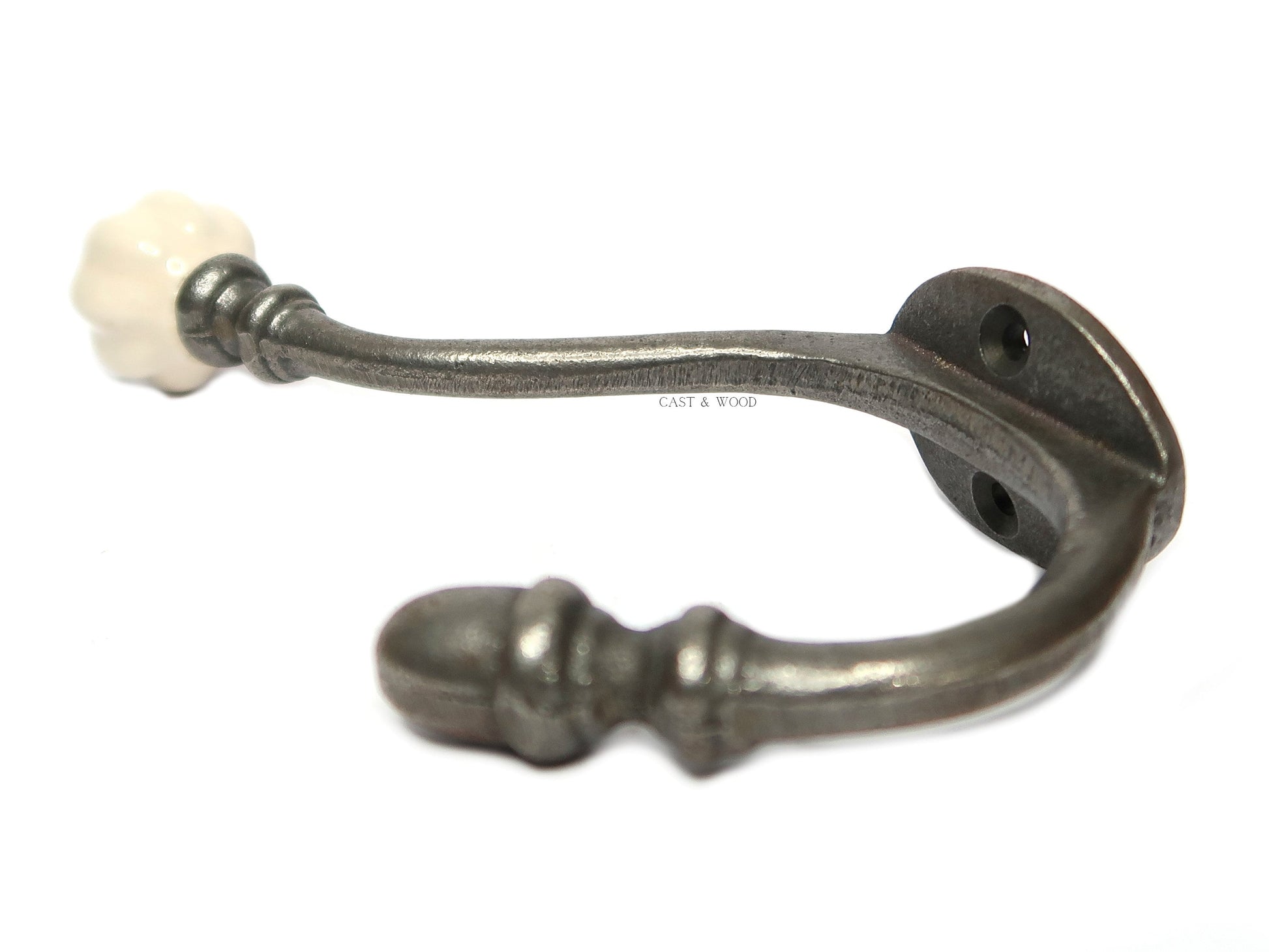 Off White Acorn Double Coat Hook freeshipping - Cast & Wood