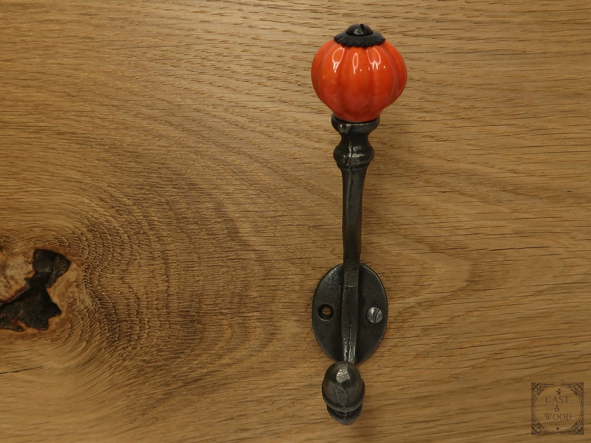 Orange Acorn Double Coat Hook freeshipping - Cast & Wood