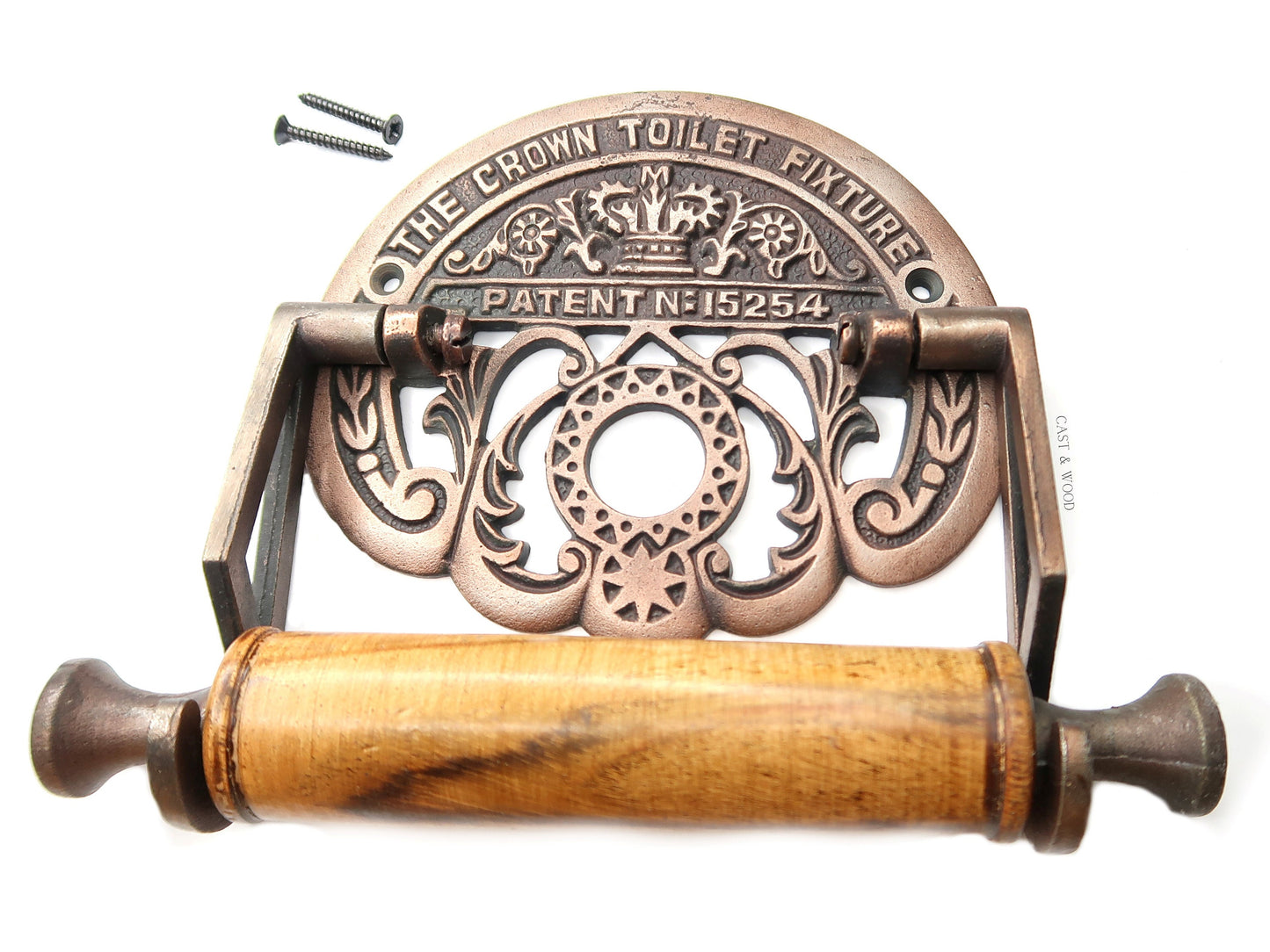 The Crown Toilet Roll Holder - Copper - Light Wood
