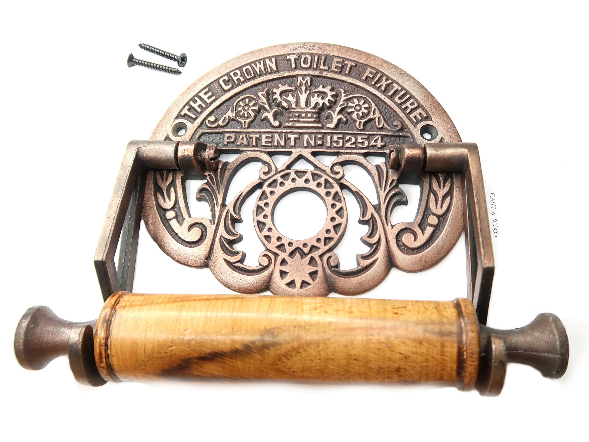 The Crown Toilet Roll Holder - Copper - Light Wood