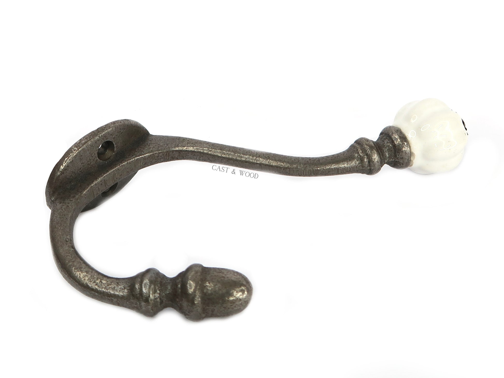 White Acorn Double Coat Hook freeshipping - Cast & Wood