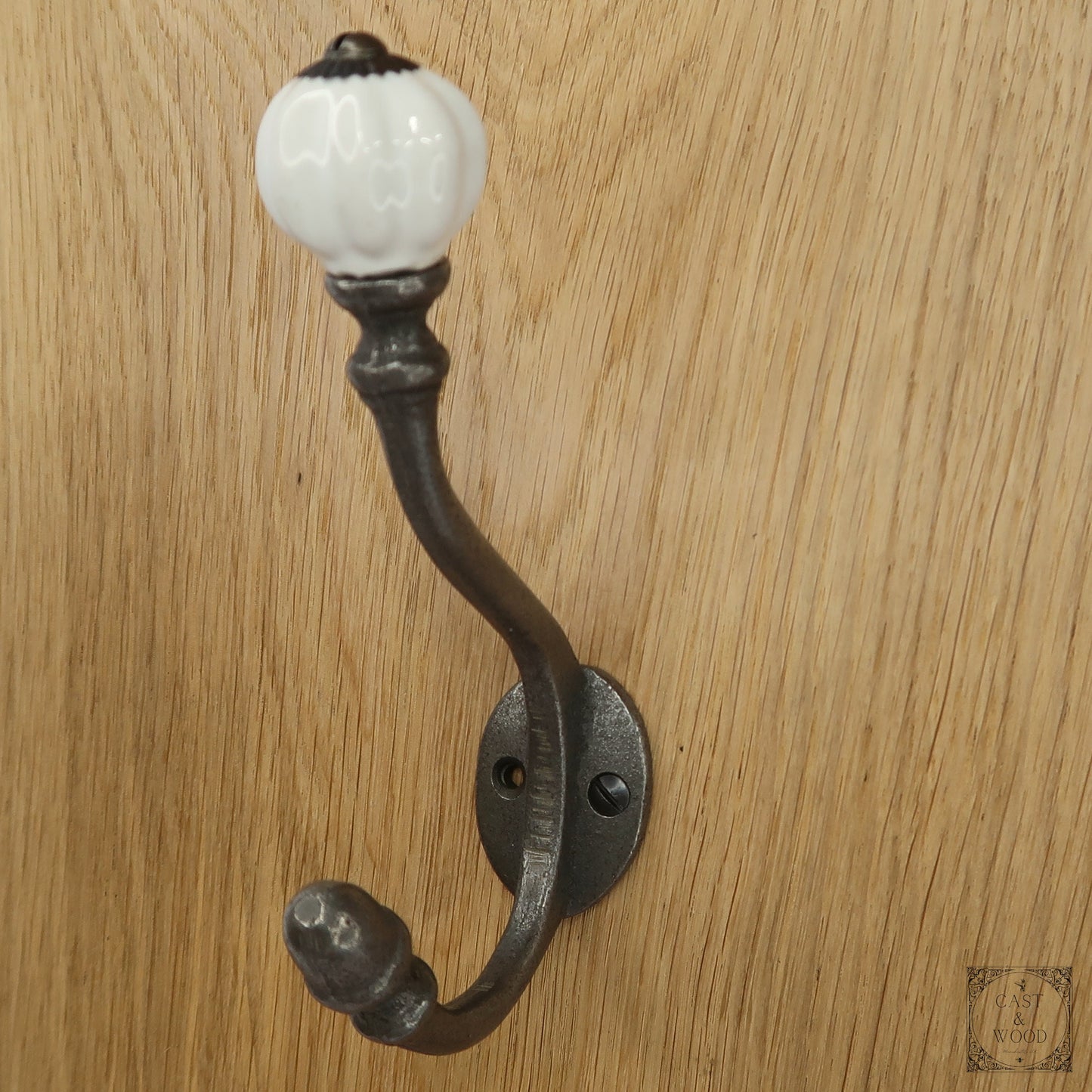 White Acorn Double Coat Hook freeshipping - Cast & Wood