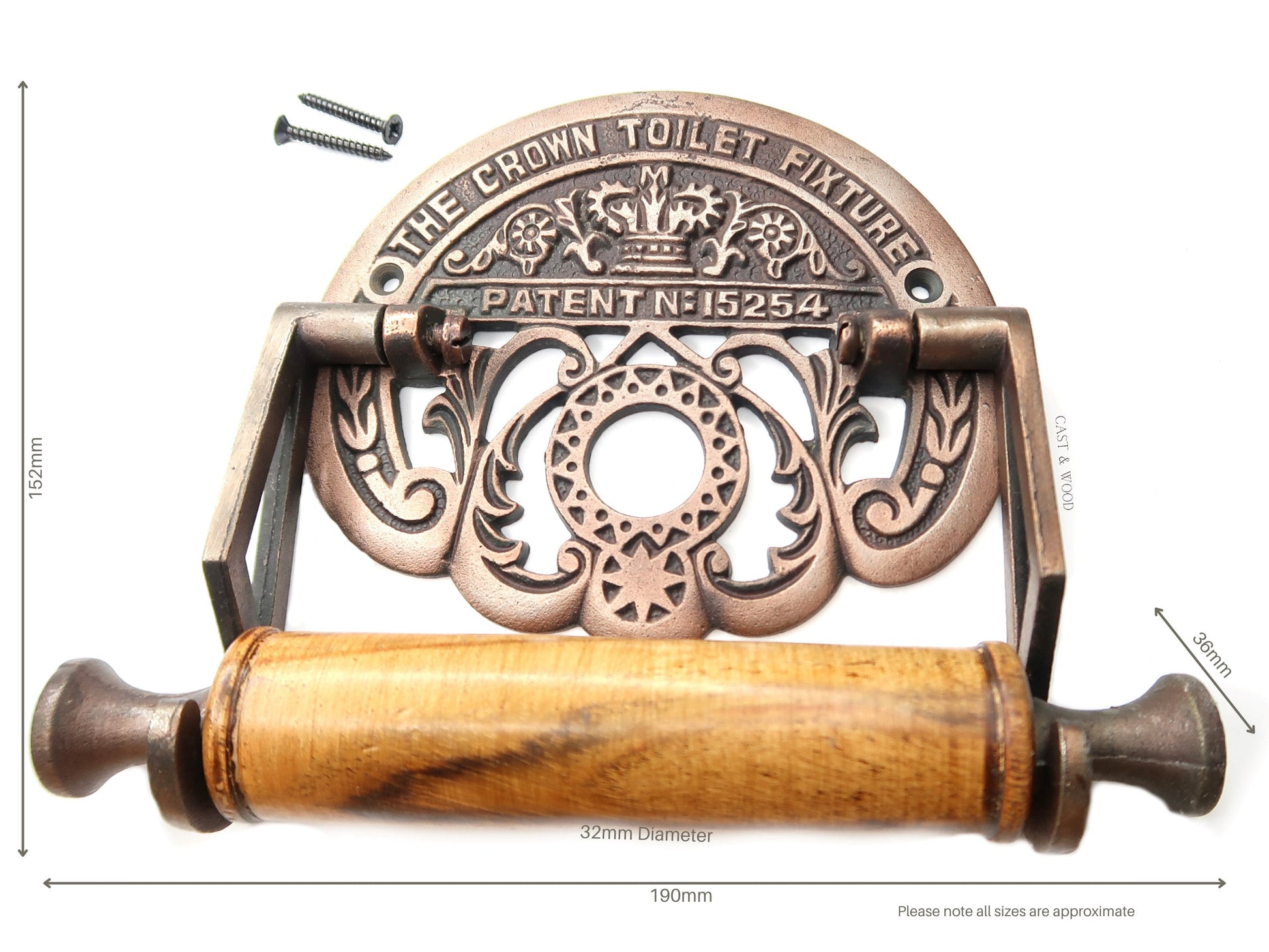 The Crown Toilet Roll Holder - Copper - Light Wood