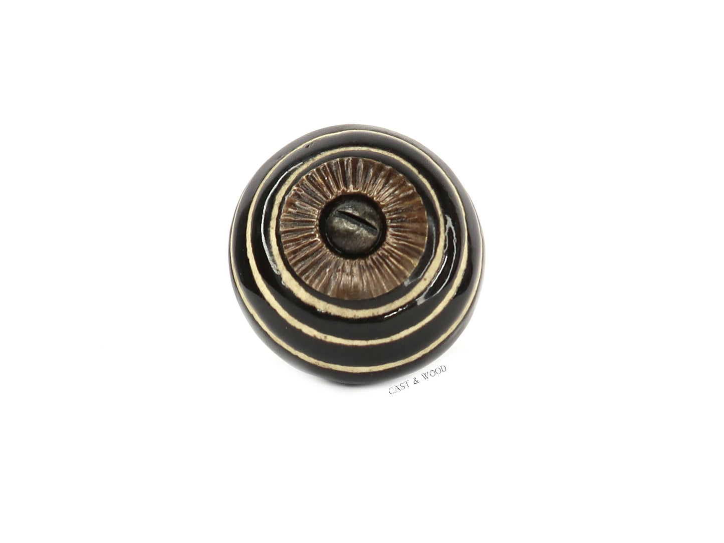 Black / White Stripe Acorn Double Coat Hook freeshipping - Cast & Wood