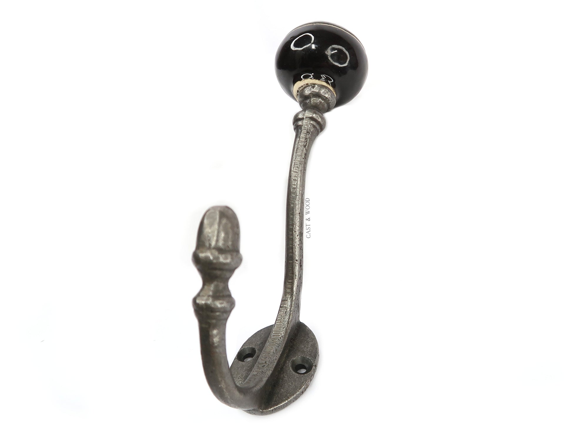 Black / White Stripe Acorn Double Coat Hook freeshipping - Cast & Wood