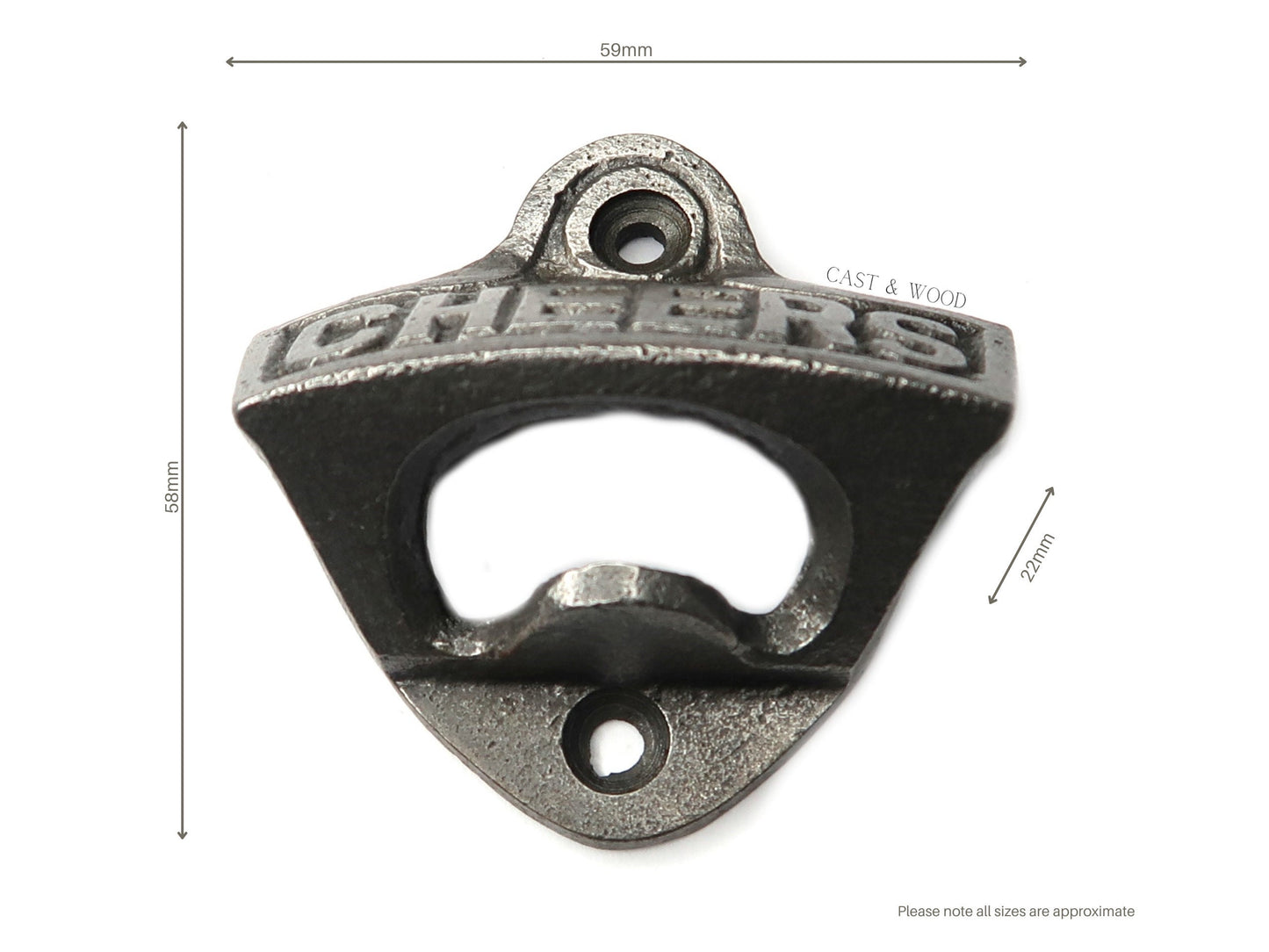 CHEERS Cast Iron Wall Mounted Bottle Opener freeshipping - Cast & Wood