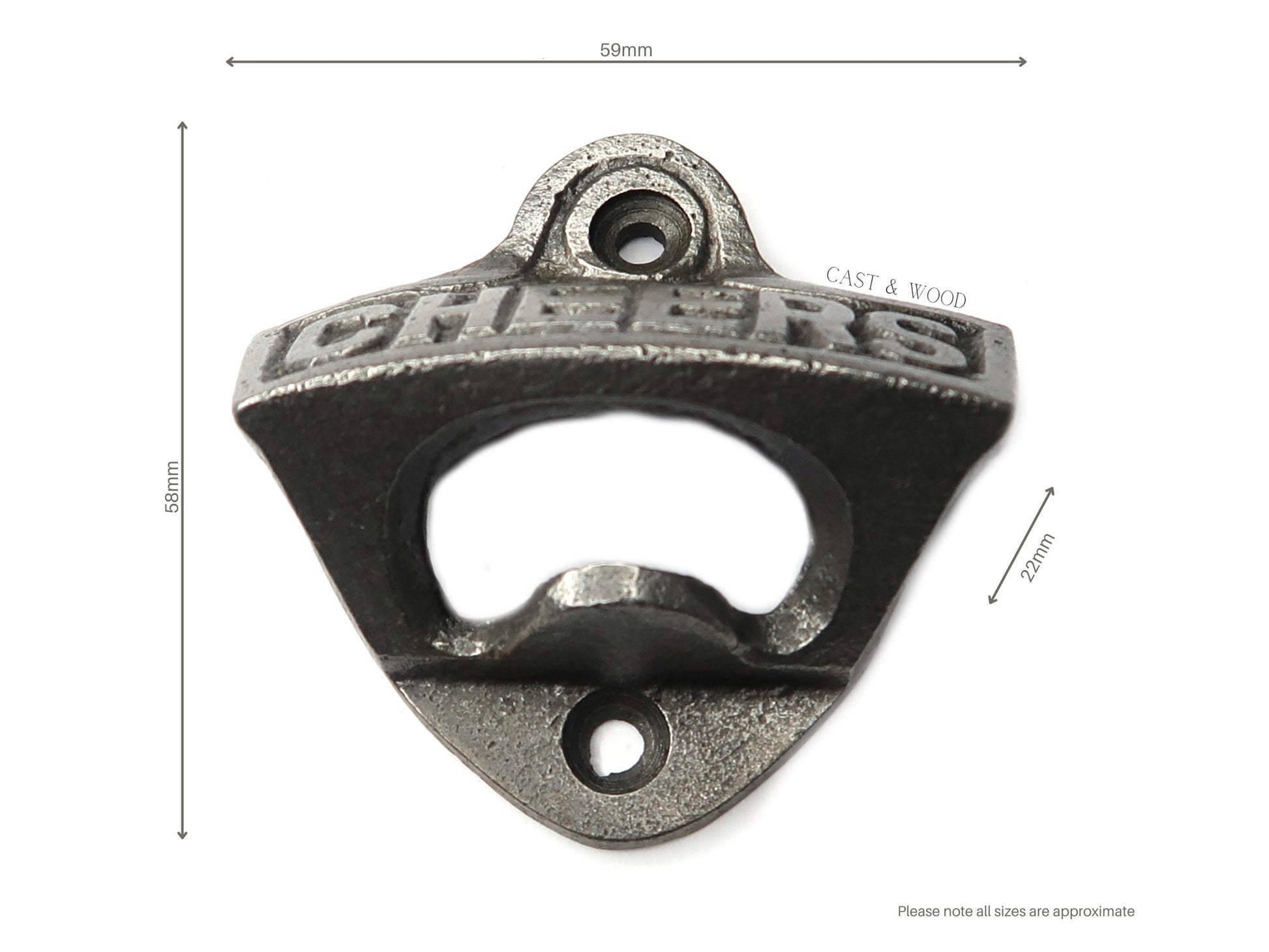 CHEERS Cast Iron Wall Mounted Bottle Opener freeshipping - Cast & Wood