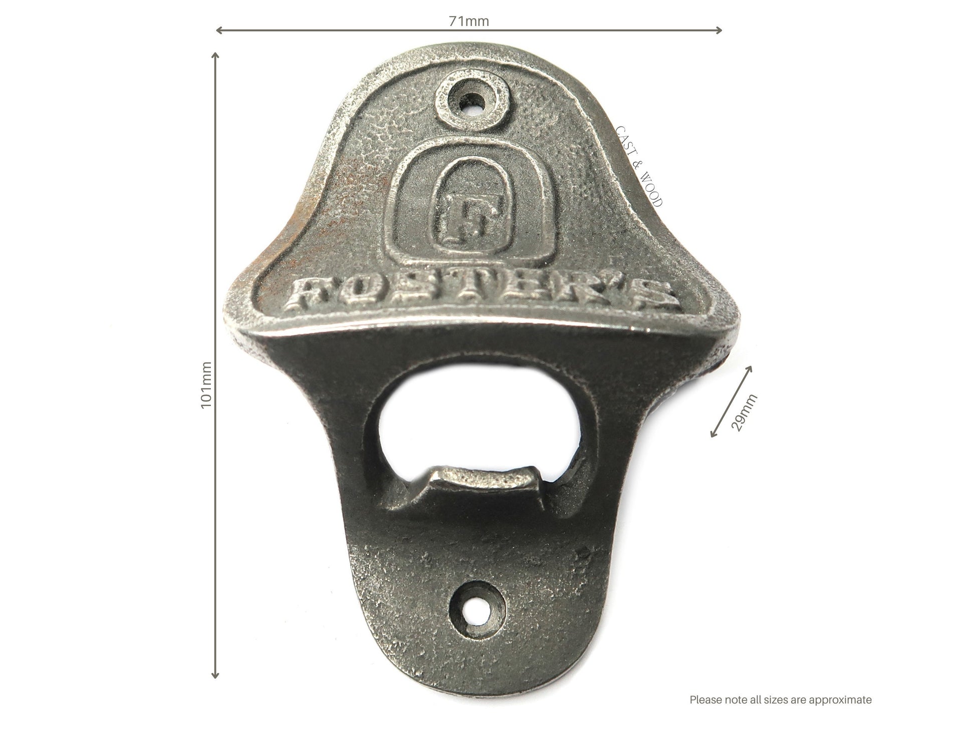 FOSTERS Cast Iron Wall Mounted Bottle Opener freeshipping - Cast & Wood