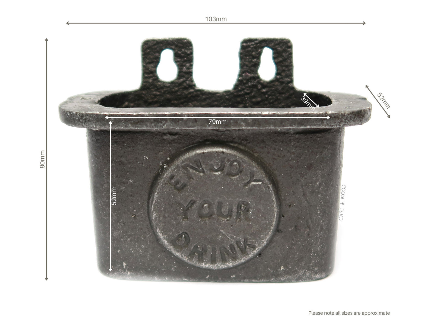 ENJOY YOUR DRINK Cast Iron Wall Mounted Bottle Cap Catcher freeshipping - Cast & Wood
