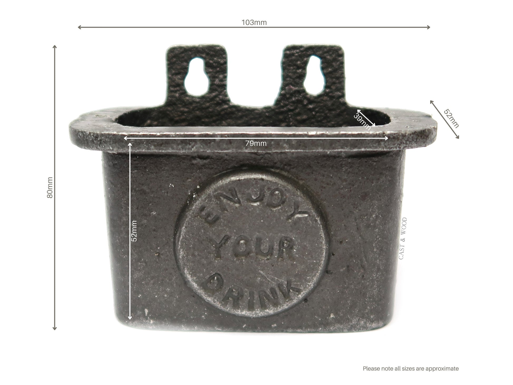 ENJOY YOUR DRINK Cast Iron Wall Mounted Bottle Cap Catcher freeshipping - Cast & Wood