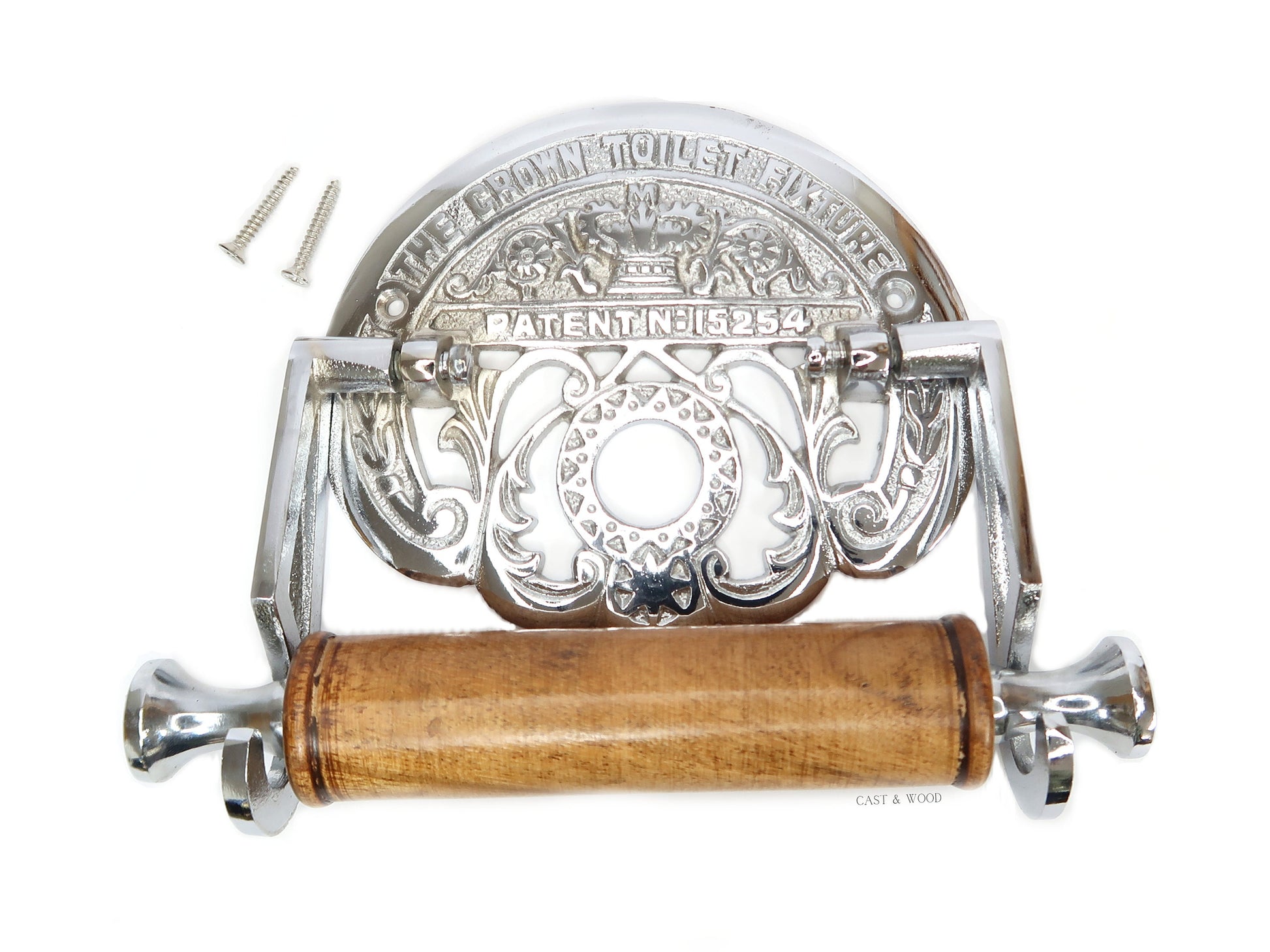 The Crown Toilet Roll Holder - Chrome - Light Wood