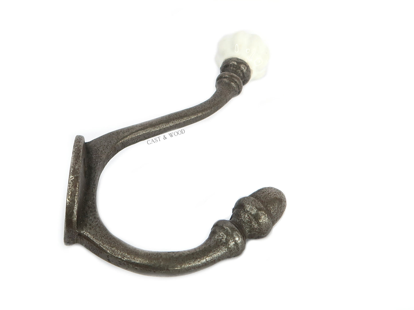 White Acorn Double Coat Hook freeshipping - Cast & Wood