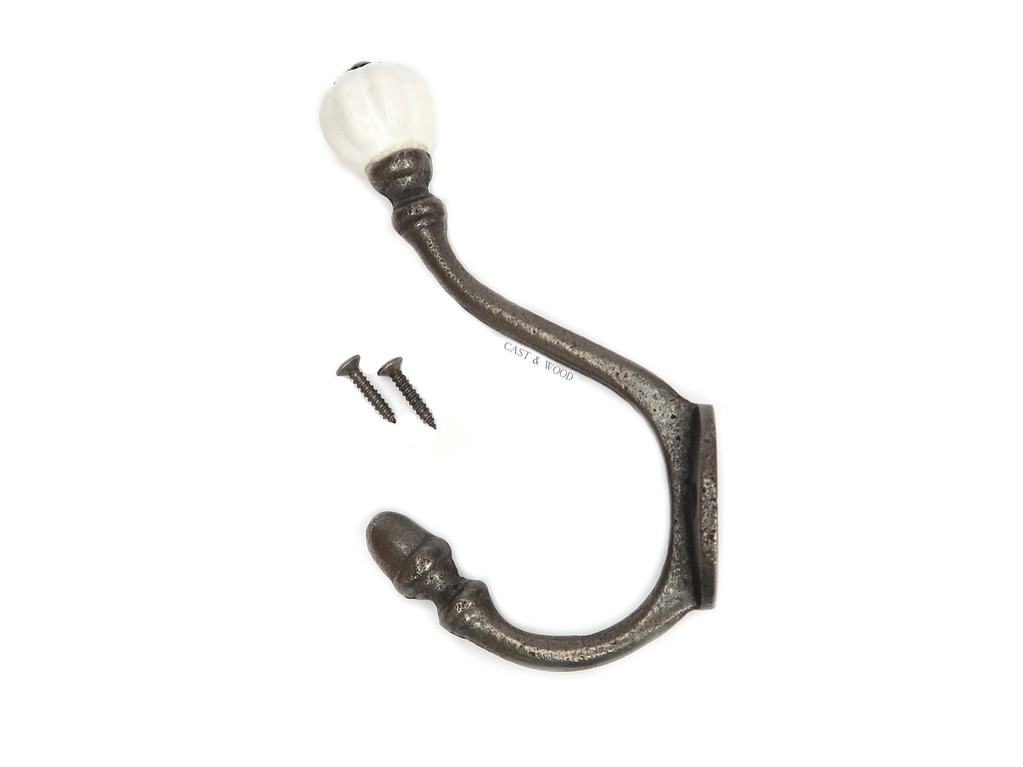 White Acorn Double Coat Hook freeshipping - Cast & Wood