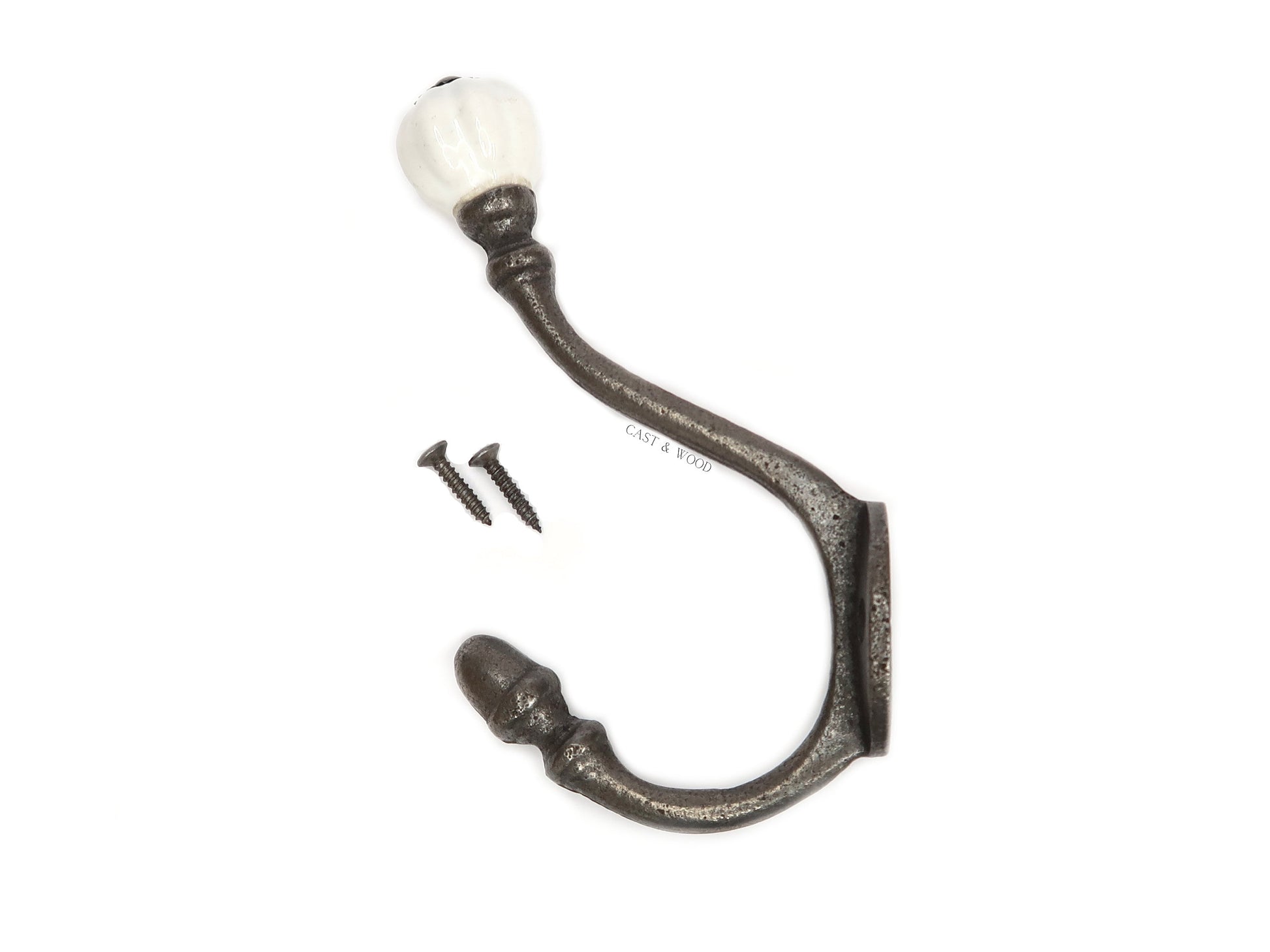 White Acorn Double Coat Hook freeshipping - Cast & Wood