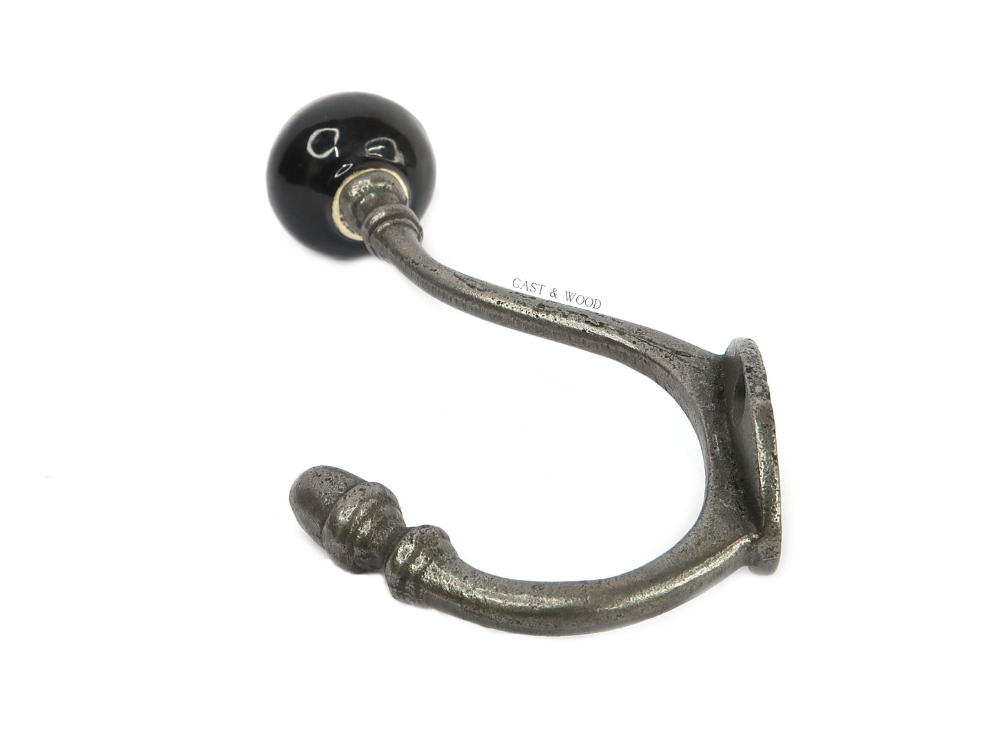 Black / White Stripe Acorn Double Coat Hook freeshipping - Cast & Wood