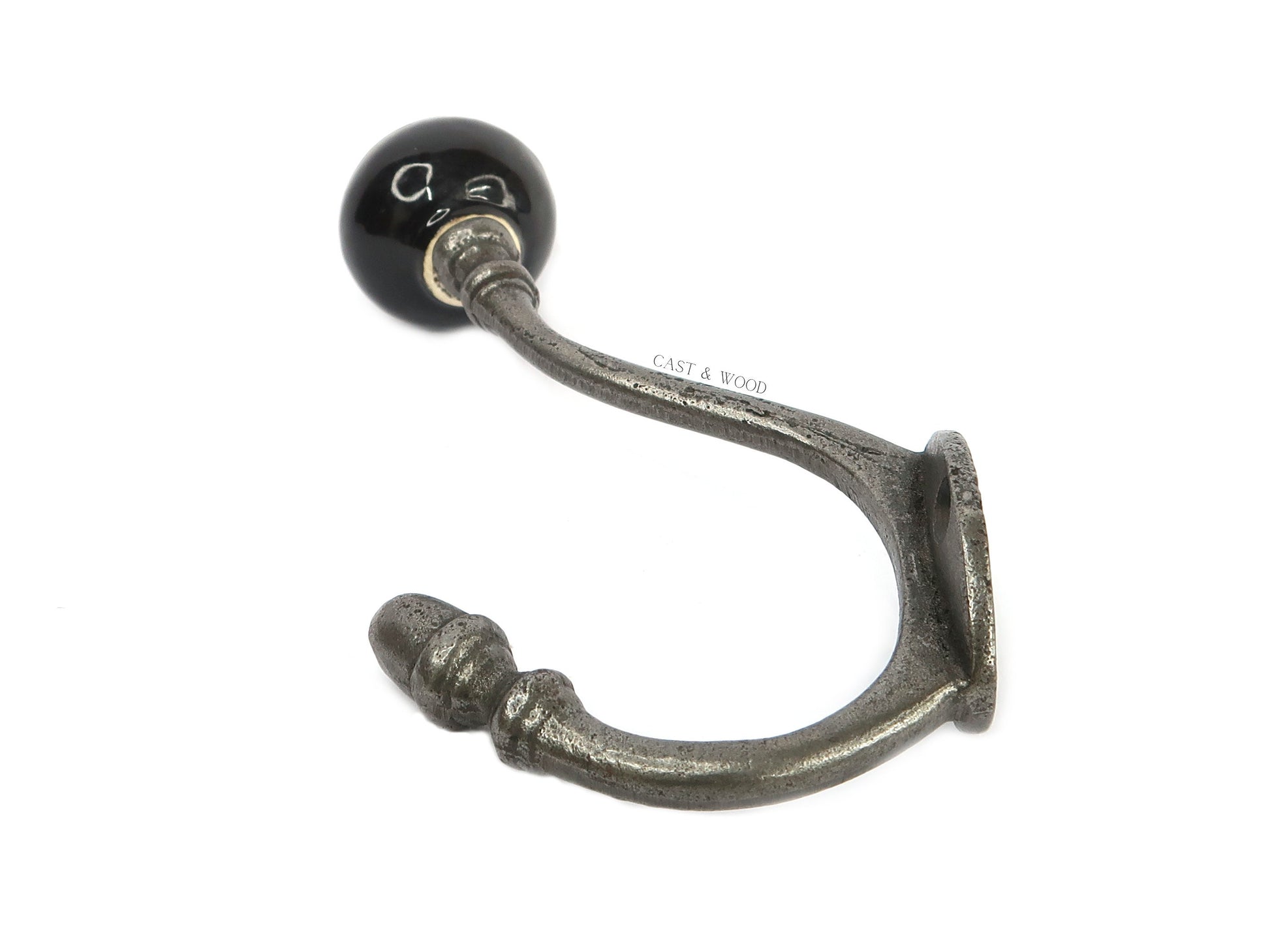 Black / White Stripe Acorn Double Coat Hook freeshipping - Cast & Wood