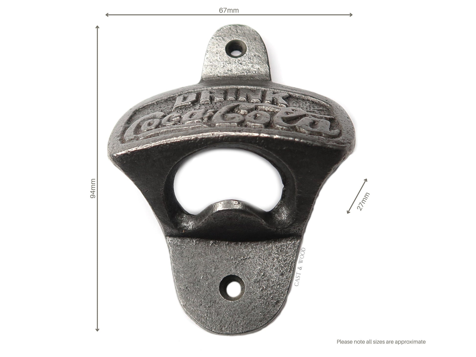 COCA-COLA Coke Cast Iron Wall Mounted Bottle Opener freeshipping - Cast & Wood