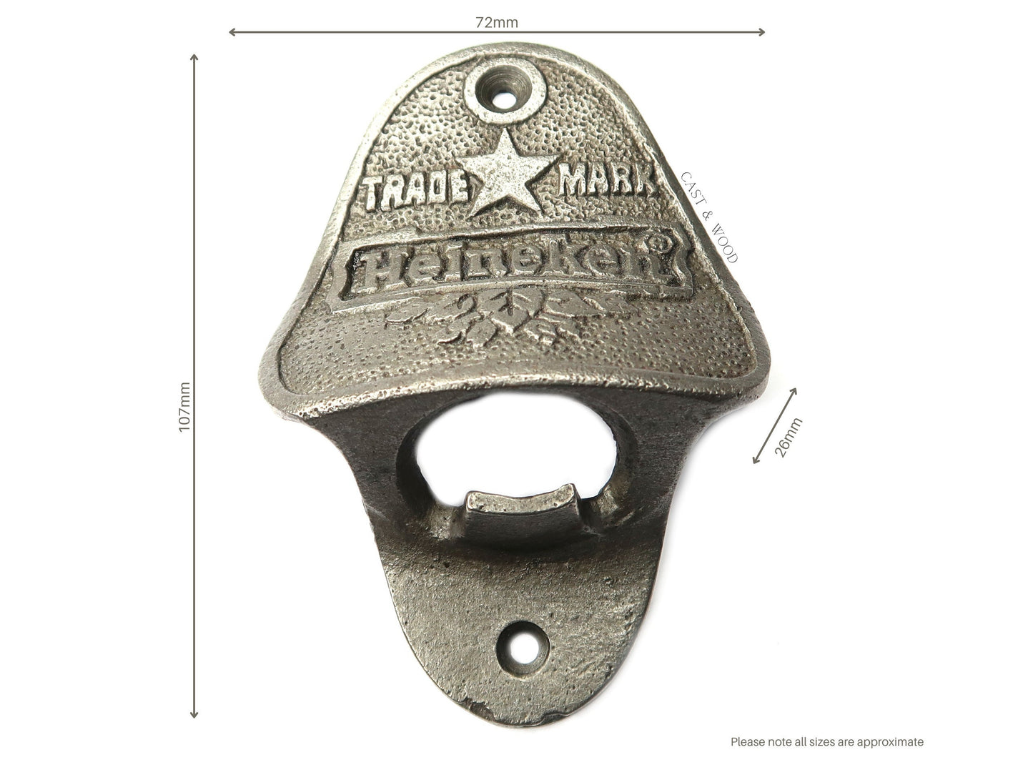 HEINEKEN Cast Iron Wall Mounted Bottle Opener freeshipping - Cast & Wood
