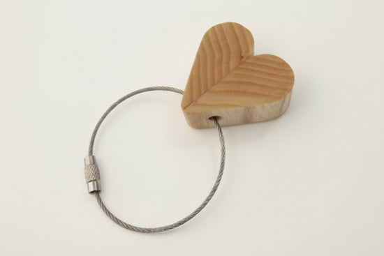 Solid Ash Heart Keyring