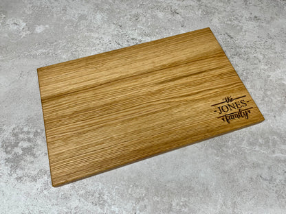 Personalised Family Name Solid Oak Chopping Board