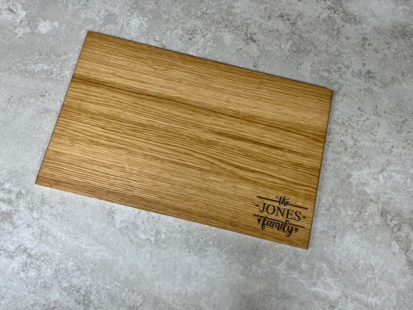 Personalised Family Name Solid Oak Chopping Board