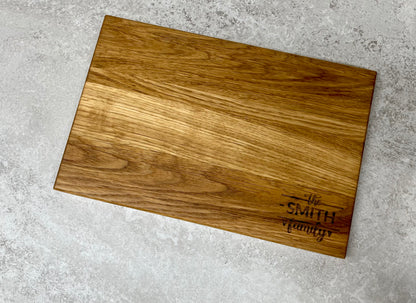 Personalised Family Name Solid Oak Chopping Board