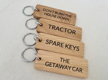 Personalised Large Oak Engraved Keyring