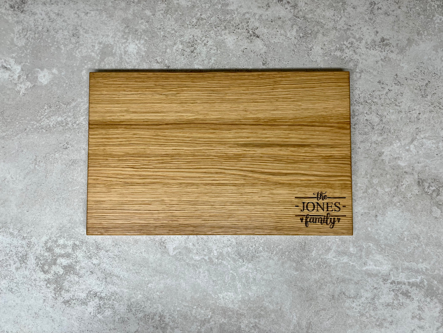 Personalised Family Name Solid Oak Chopping Board