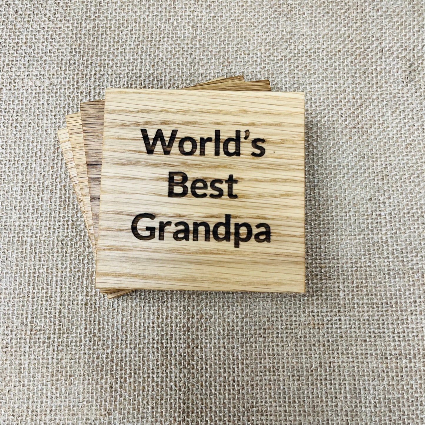 World's Best Grandpa Coaster - Engraved Solid Oak
