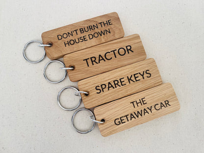 Personalised Large Oak Engraved Keyring