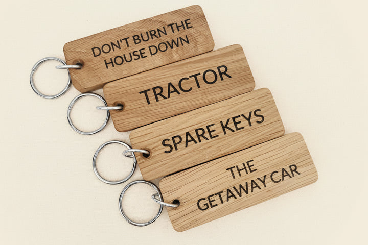 Custom Oak Keyring Large