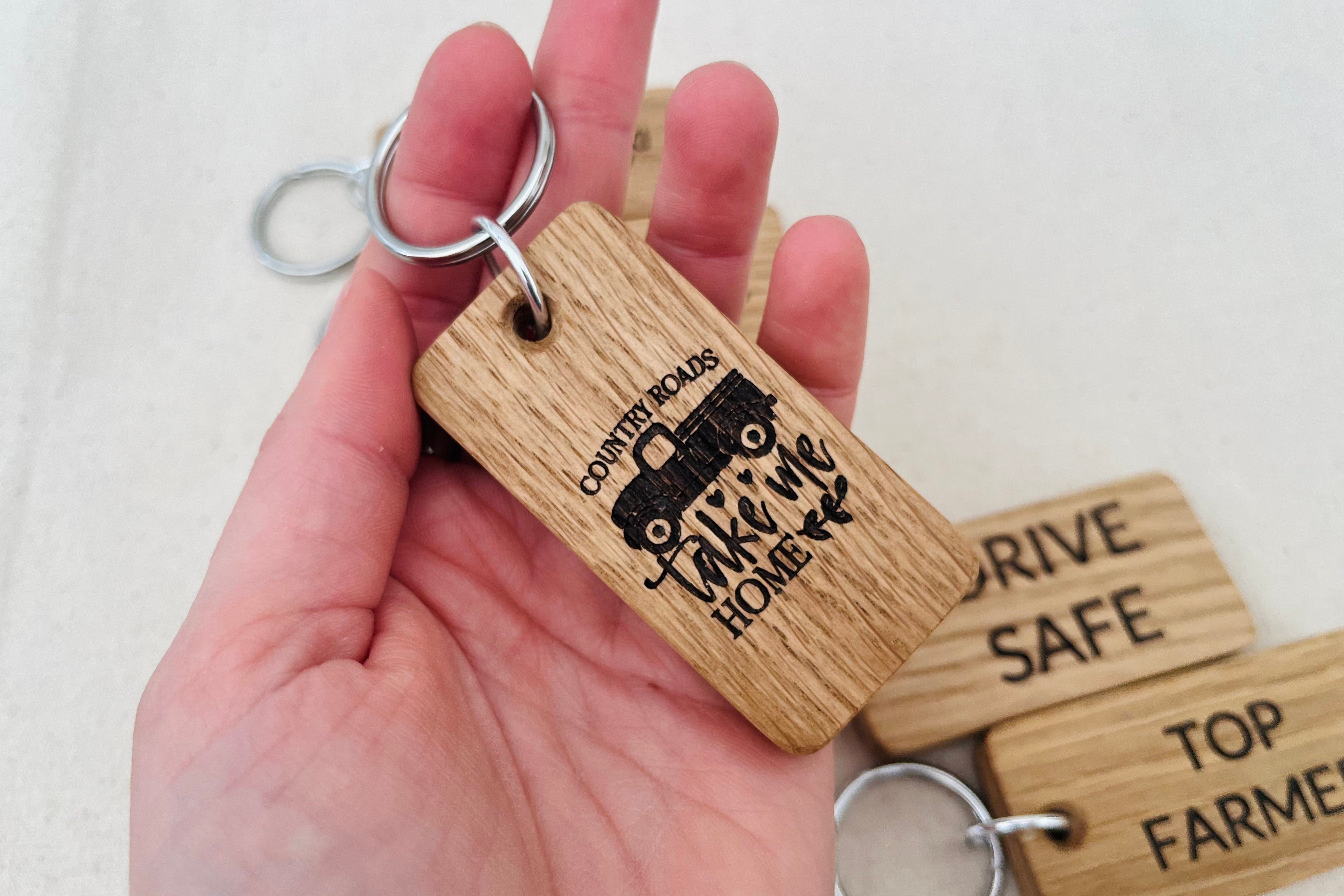 Custom Oak Keyring Small
