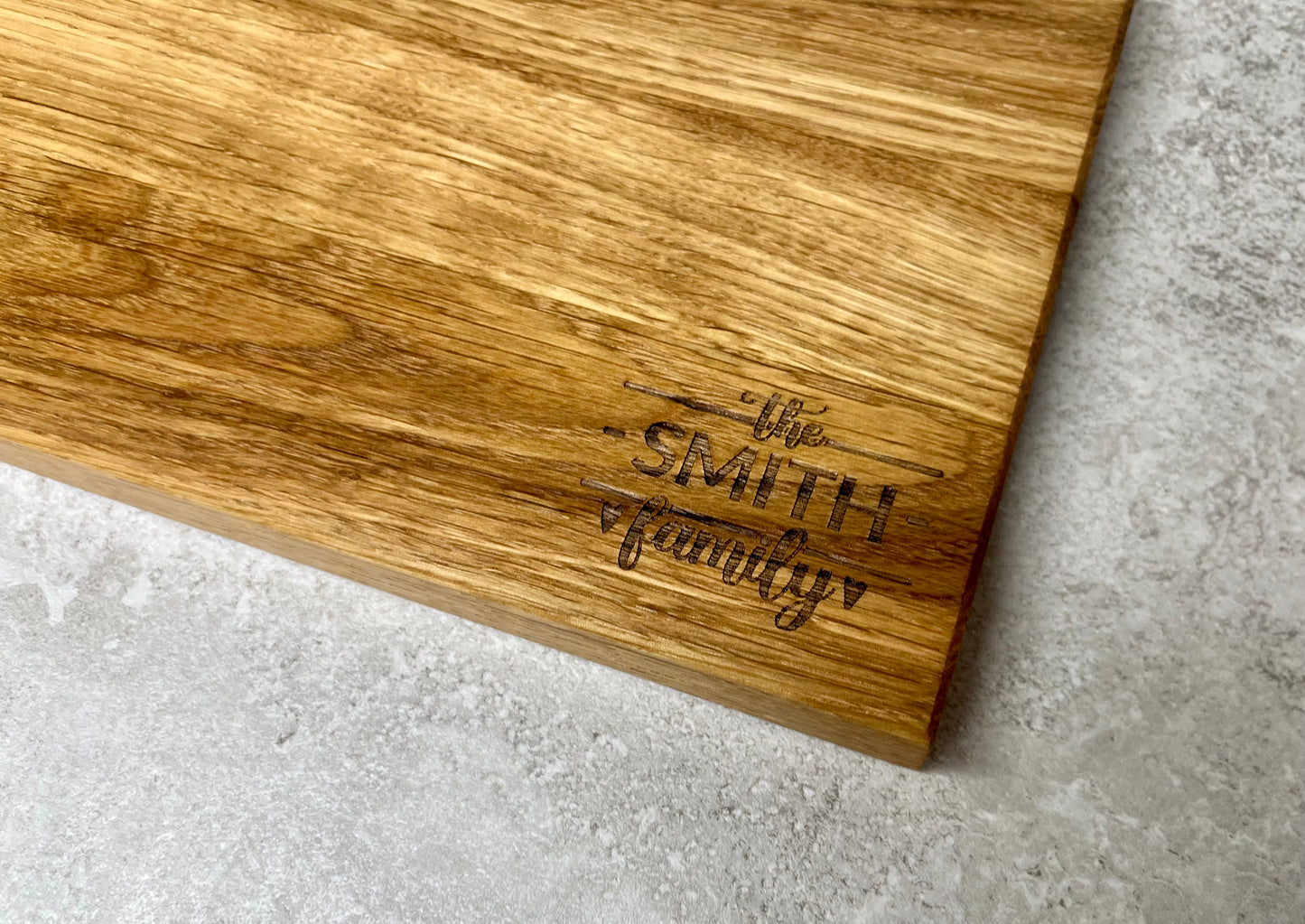 Personalised Family Name Solid Oak Chopping Board