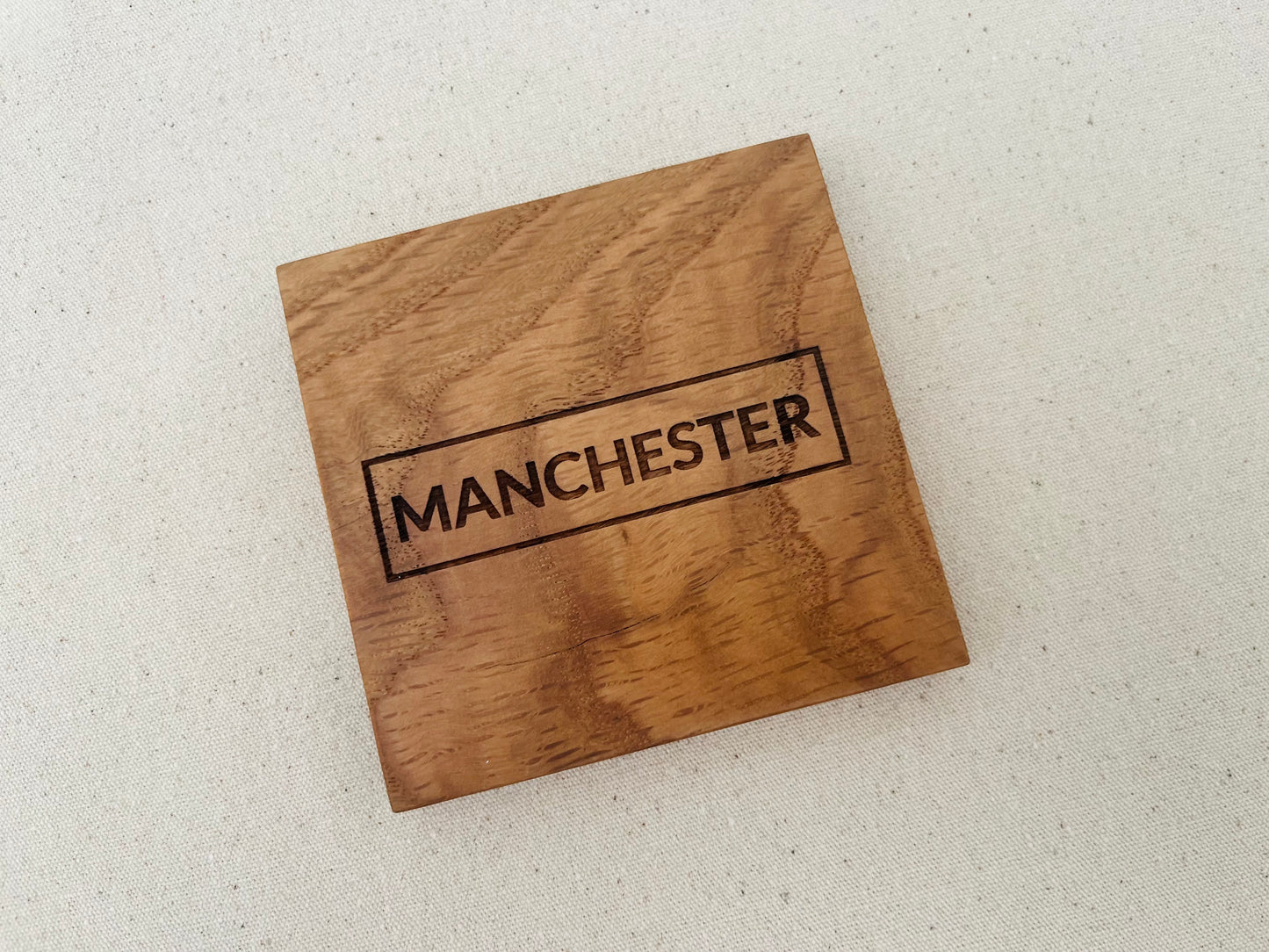 Place Name Engraved Oak Coaster