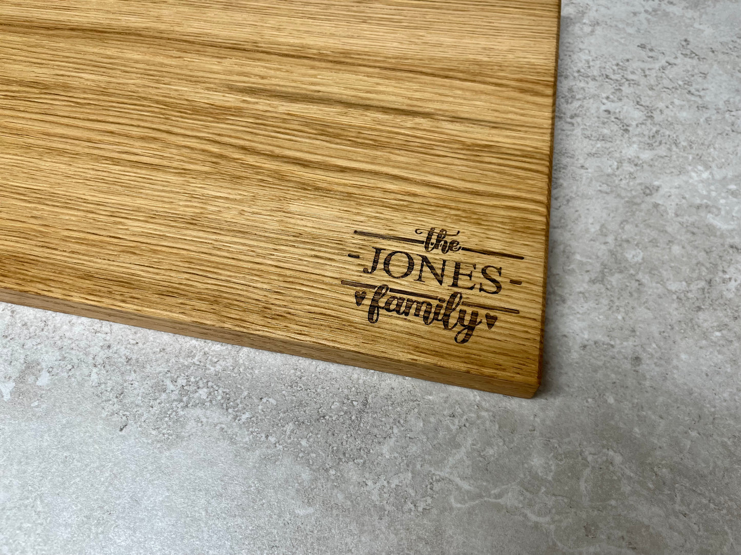 Personalised Family Name Solid Oak Chopping Board