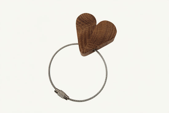 Solid Oak Heart Keyring