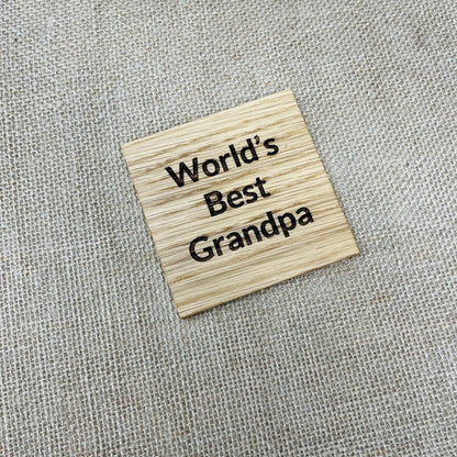 World's Best Grandpa Coaster - Engraved Solid Oak