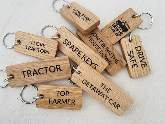 Personalised Small Oak Engraved Keyring